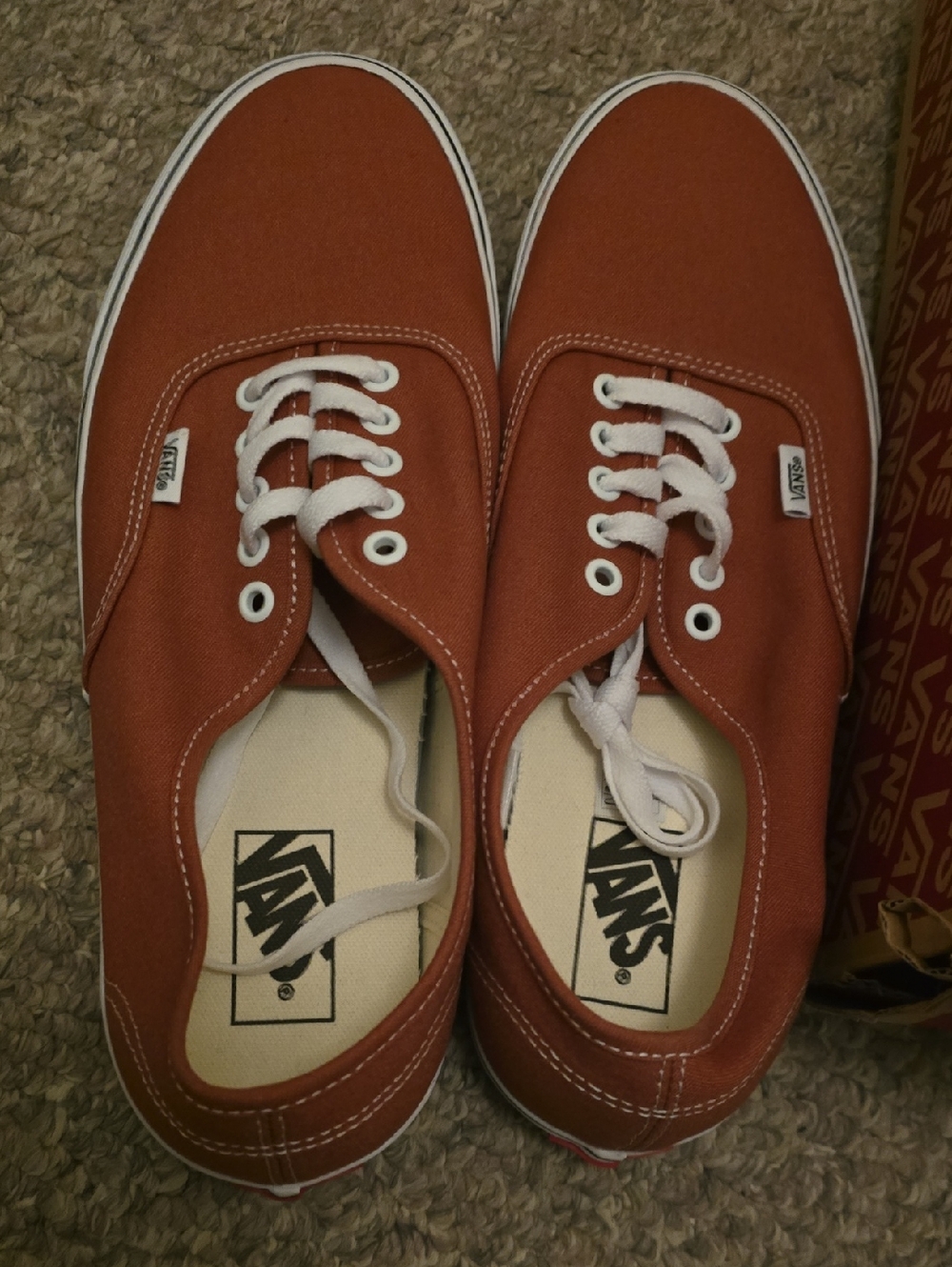 Vans Men's Canvas Sneakers in Burnt Orange with White Laces